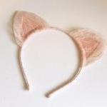 Nude Vintage Lace Kitty Ears Headband.