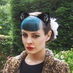 Black Lace Cat Ears Headband.