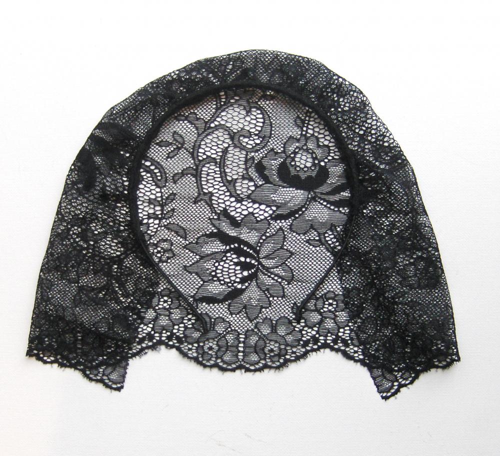 Black Lace Veil Headband.